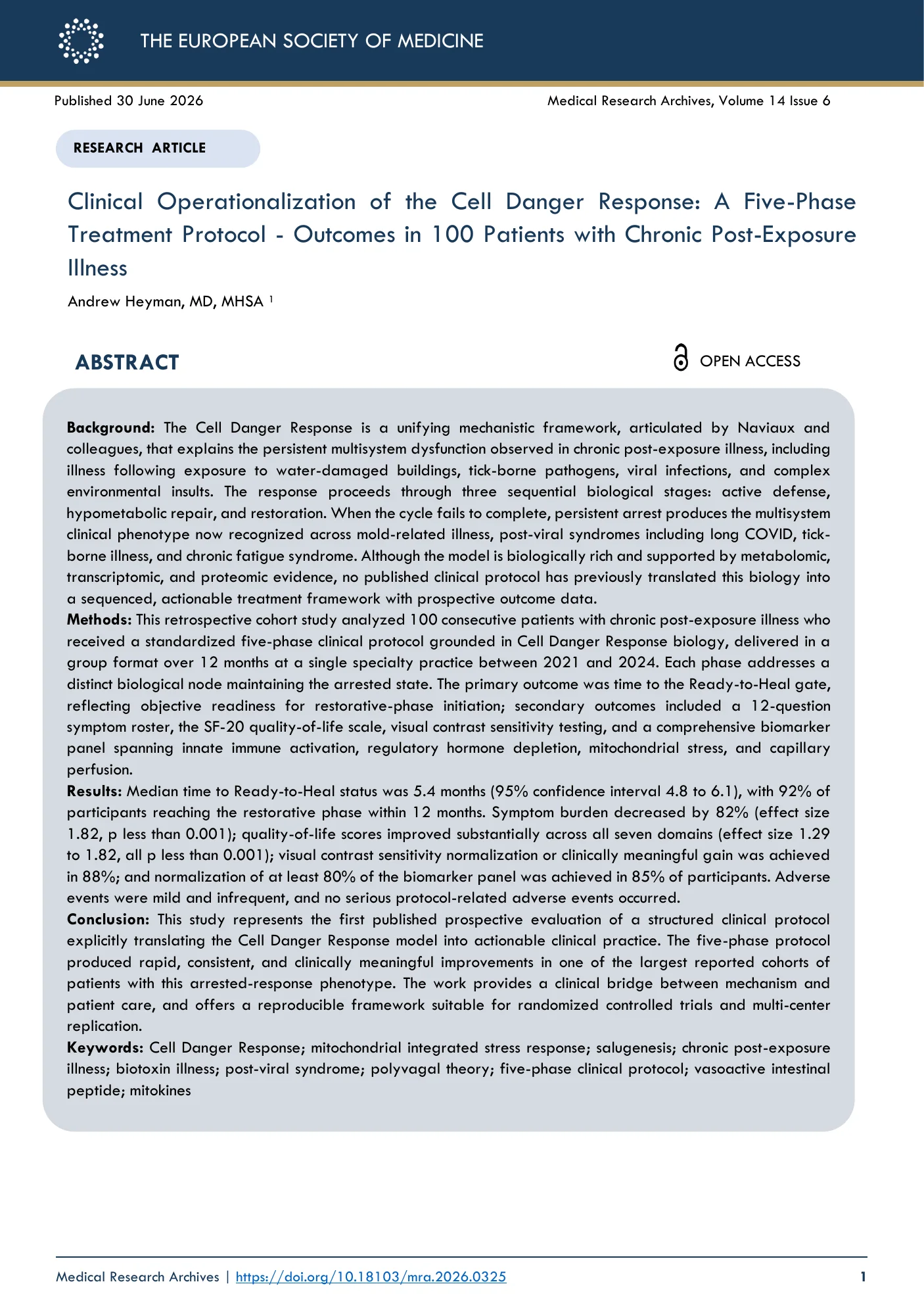 Clinical Operationalization of the Cell Danger Response